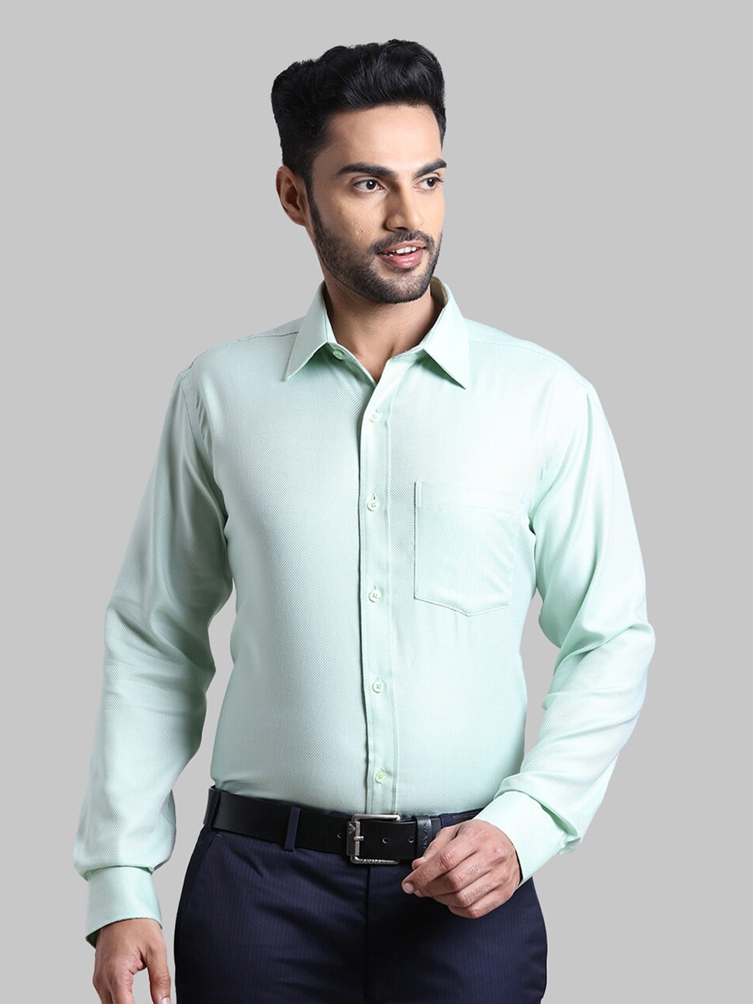 

Park Avenue Men Green Cotton Formal Shirt