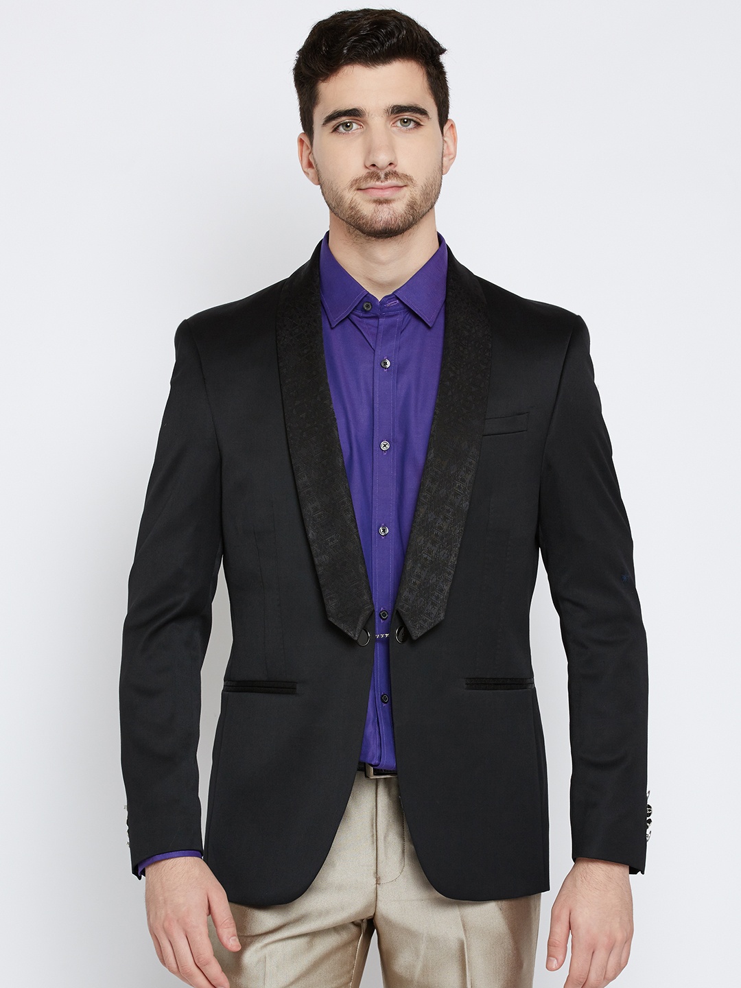 

Blackberrys Black Single-Breasted Slim Fit Partywear Blazer