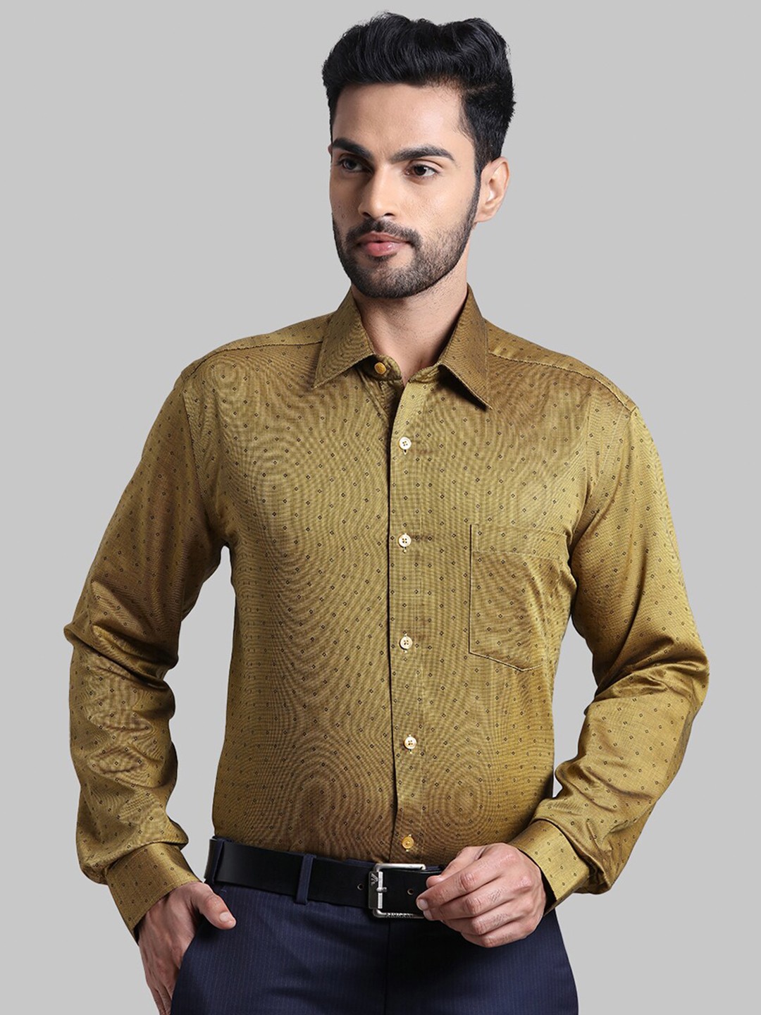

Park Avenue Men Yellow Printed Formal Cotton Shirt