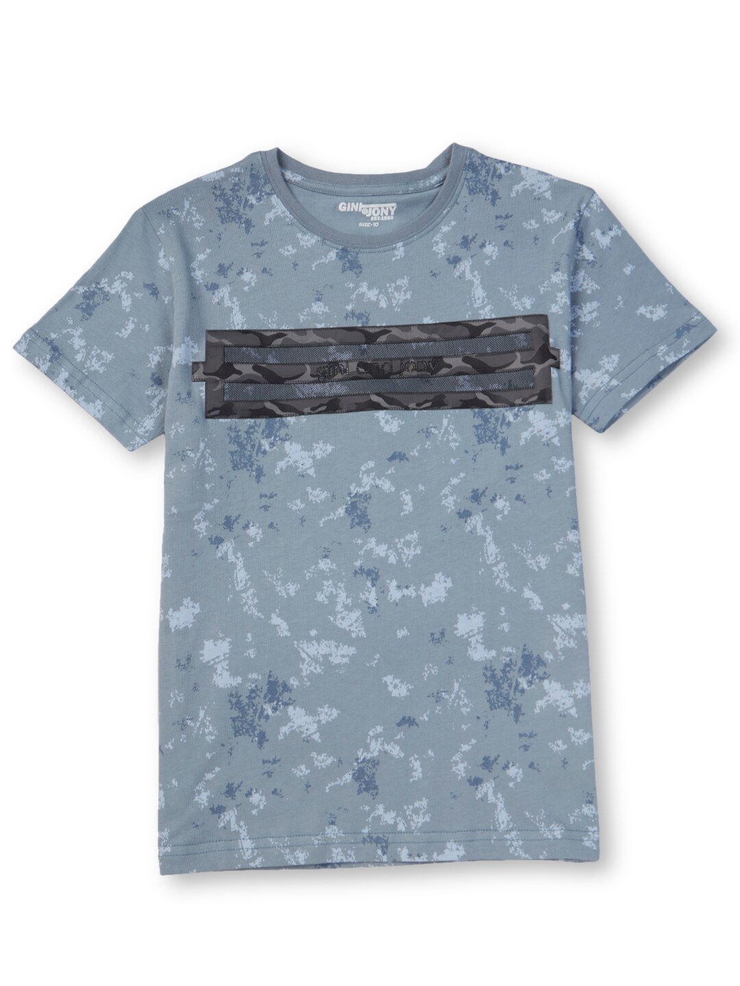 

Gini and Jony Boys Blue Camouflage Printed Cotton T-shirt