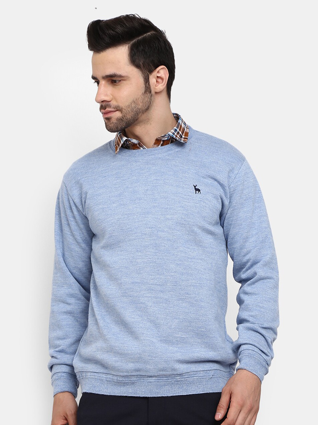 

V-Mart Men Blue Solid Pullover Sweatshirt