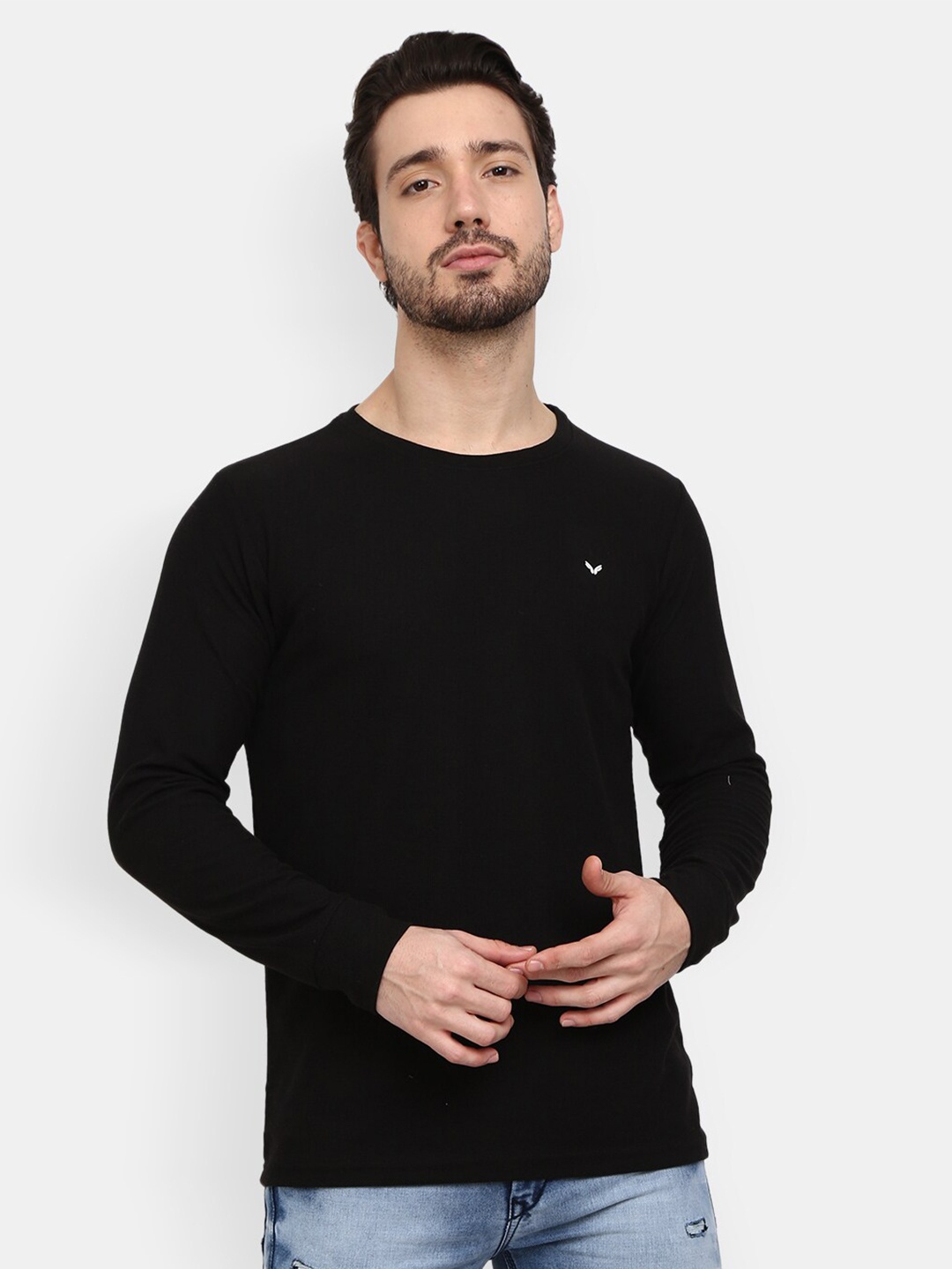 

V-Mart Men Plus Size Black Solid Sweatshirt