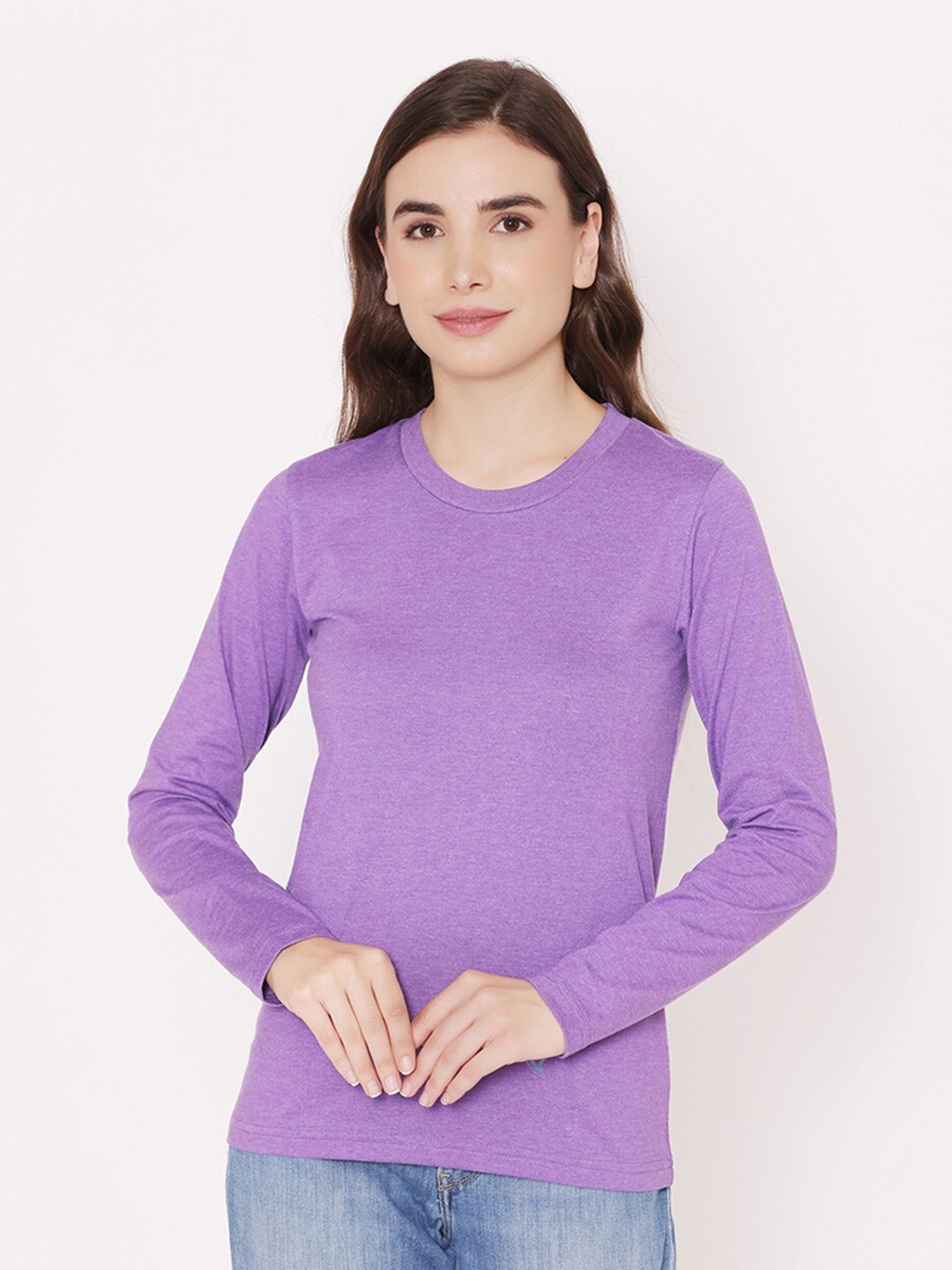 

Vami Women Purple Full sleeve Casual T-shirt