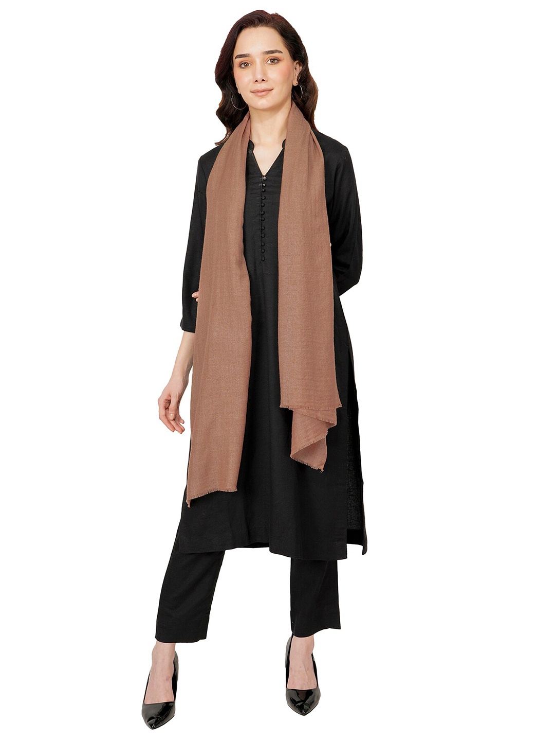 

Rhe-Ana Women Brown Solid Stole