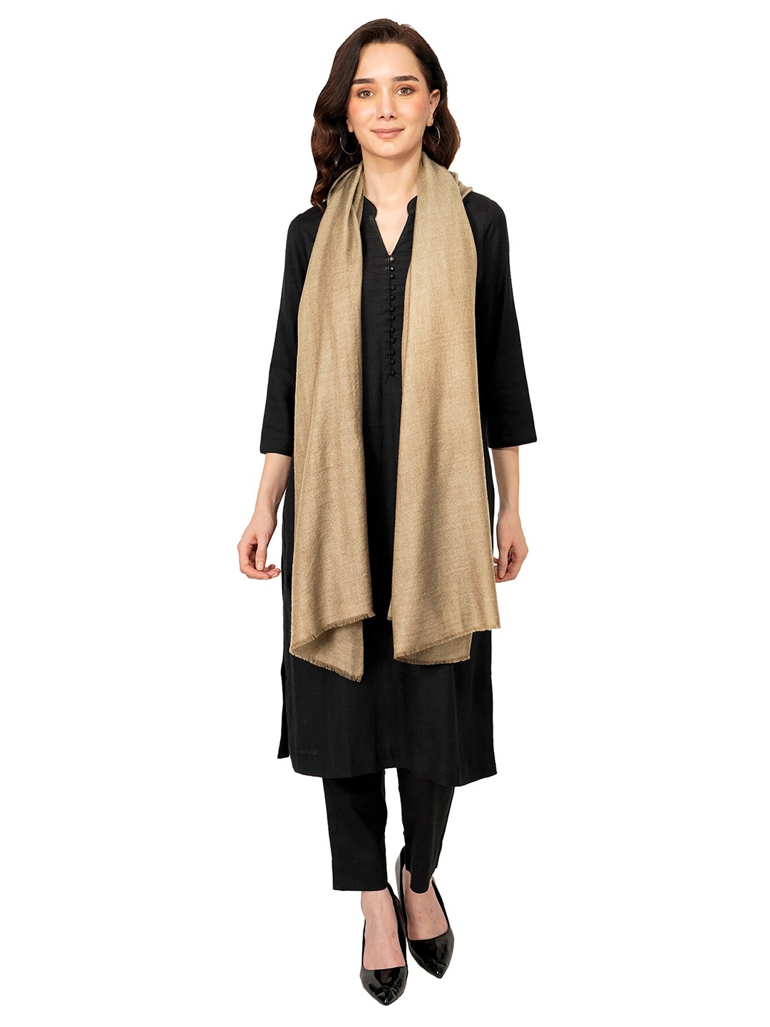 

Rhe-Ana Women Beige Solid Wool Stole