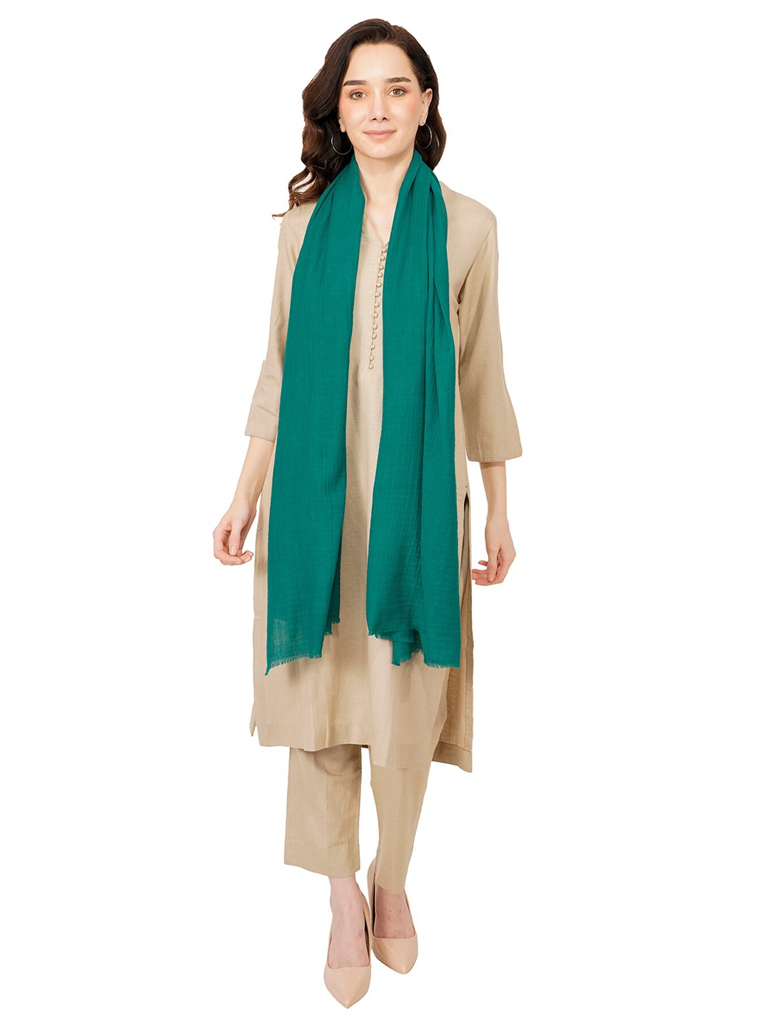 

Rhe-Ana Women Green Wool Stole