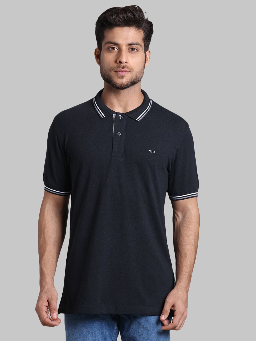 

ColorPlus Men Black Polo Collar T-shirt