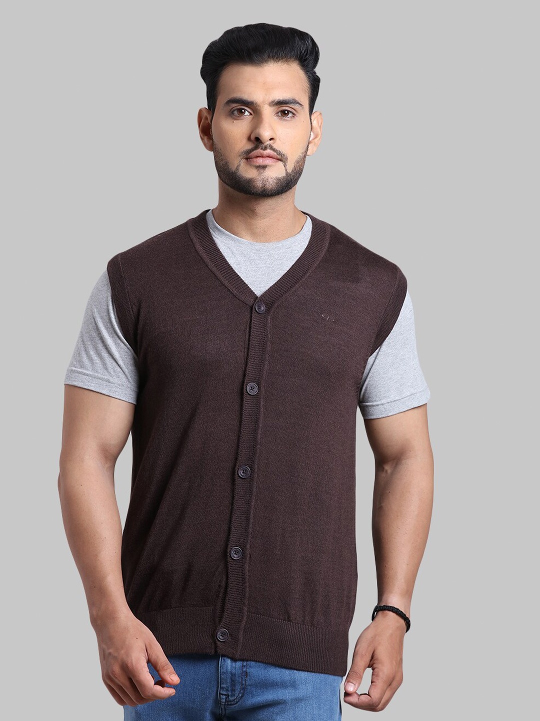 

ColorPlus Men Brown Solid Cardigan