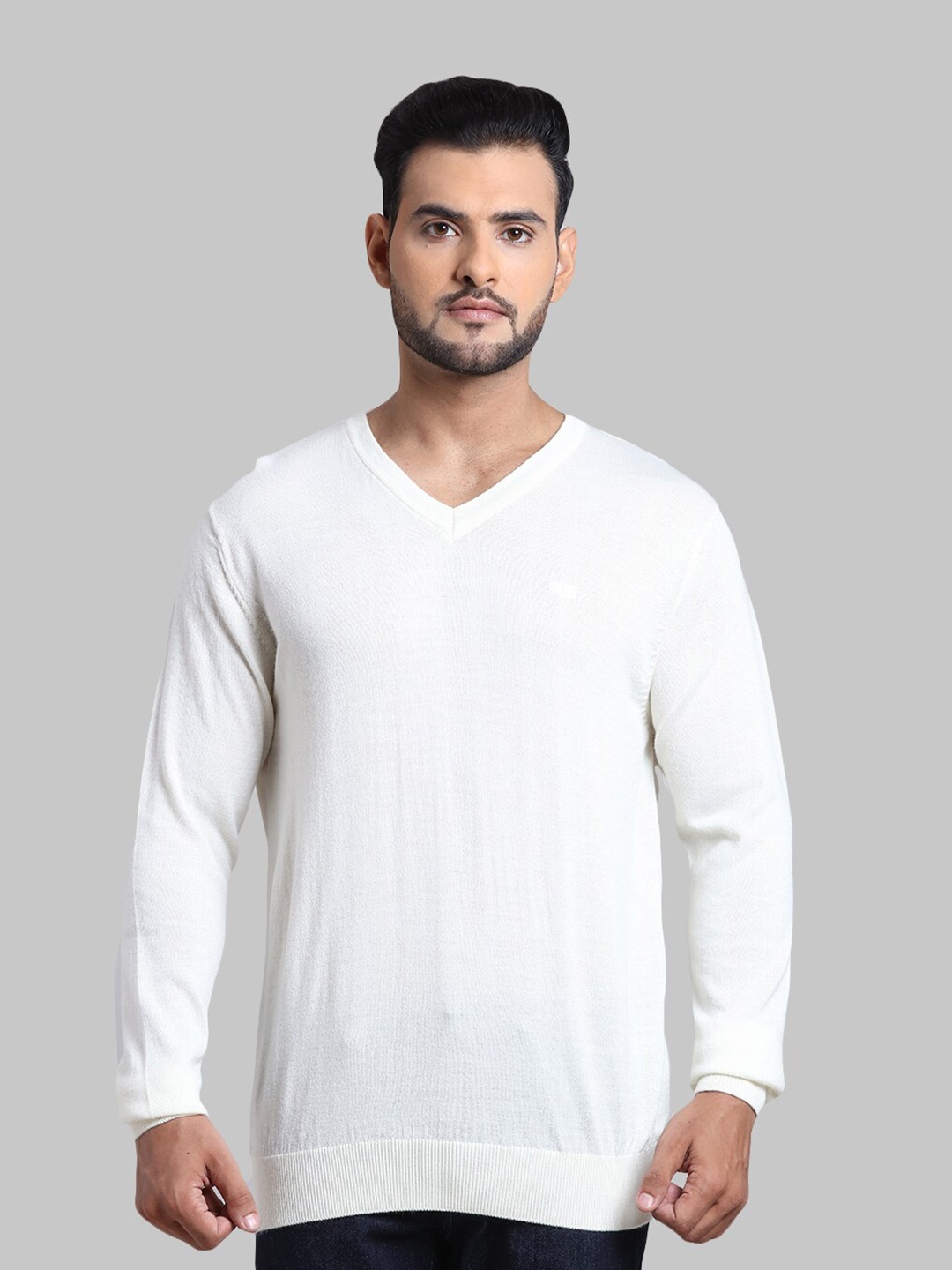 

ColorPlus Men White Solid Pullover