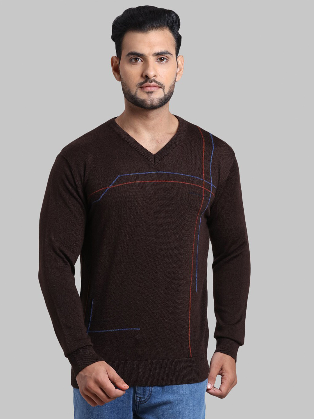 

ColorPlus Men Brown Striped Printed Pullover
