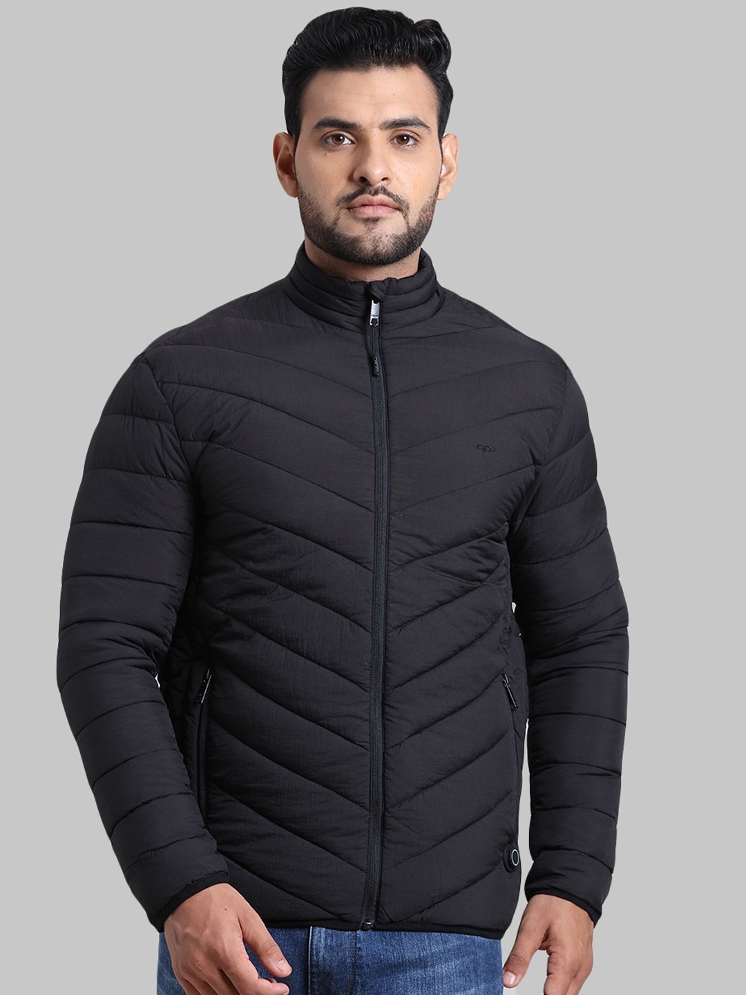 ColorPlus Men Black Solid Padded Jacket
