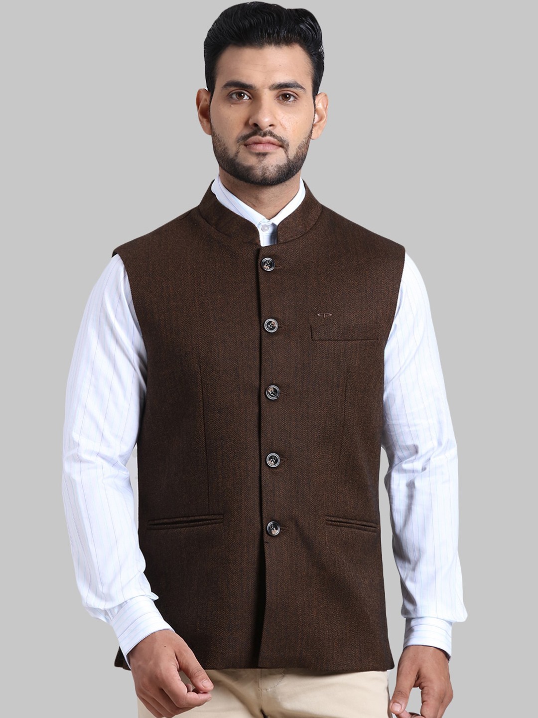 

ColorPlus Men Brown Crop Tailored Jacket