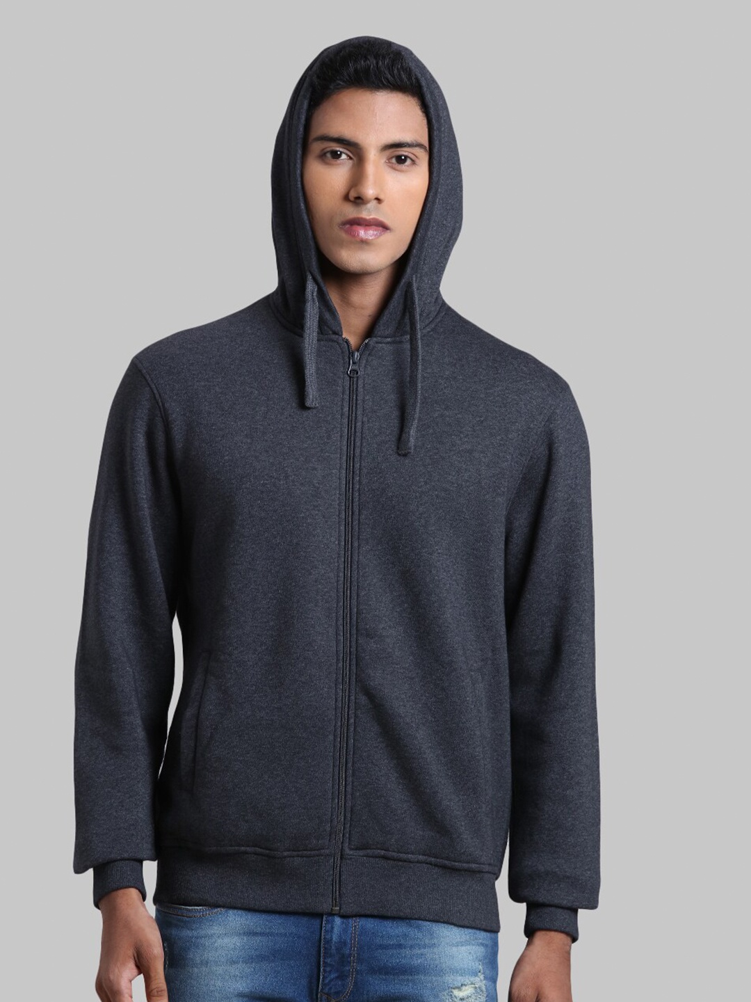 

ColorPlus Men Grey Hooded Sweatshirt