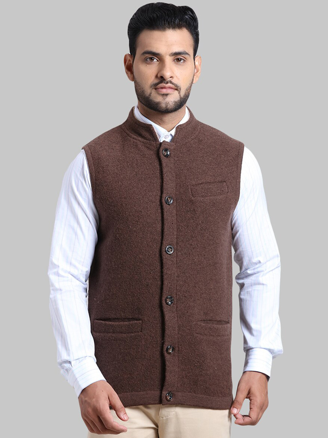 

ColorPlus Men Brown Longline Tailored Jacket