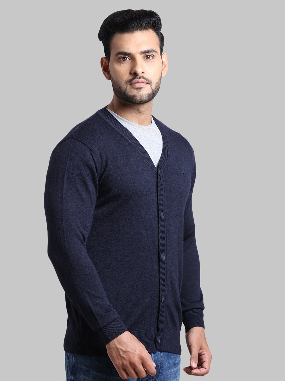 

ColorPlus Men Plus Size Navy Blue Wool Blend Sweater