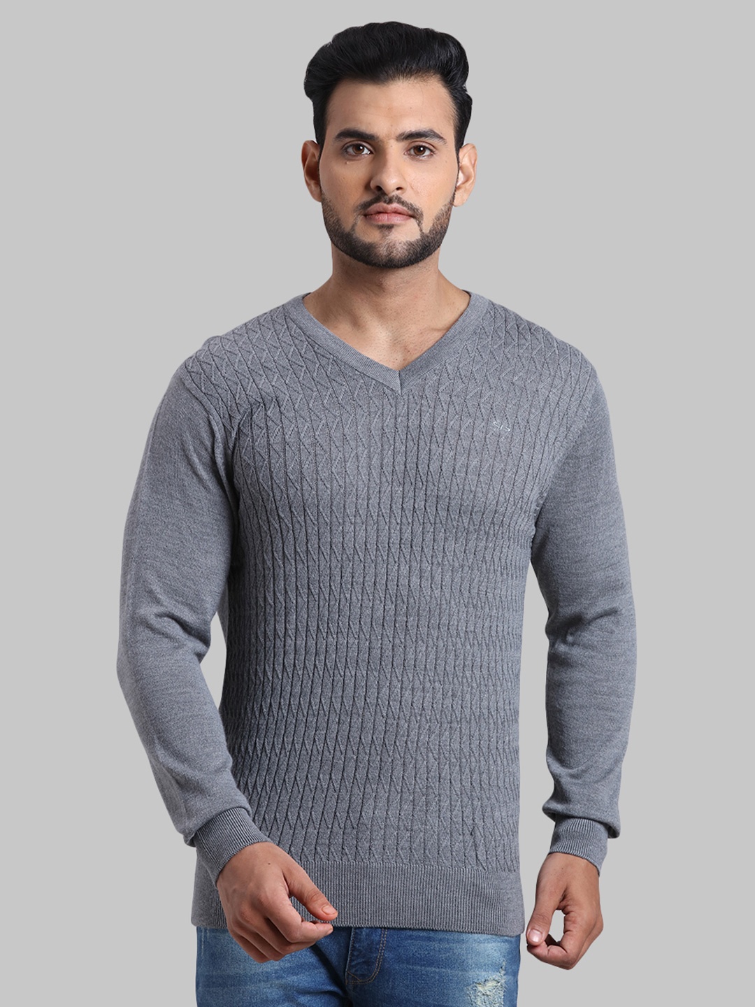 

ColorPlus Men Grey Solid Pullover