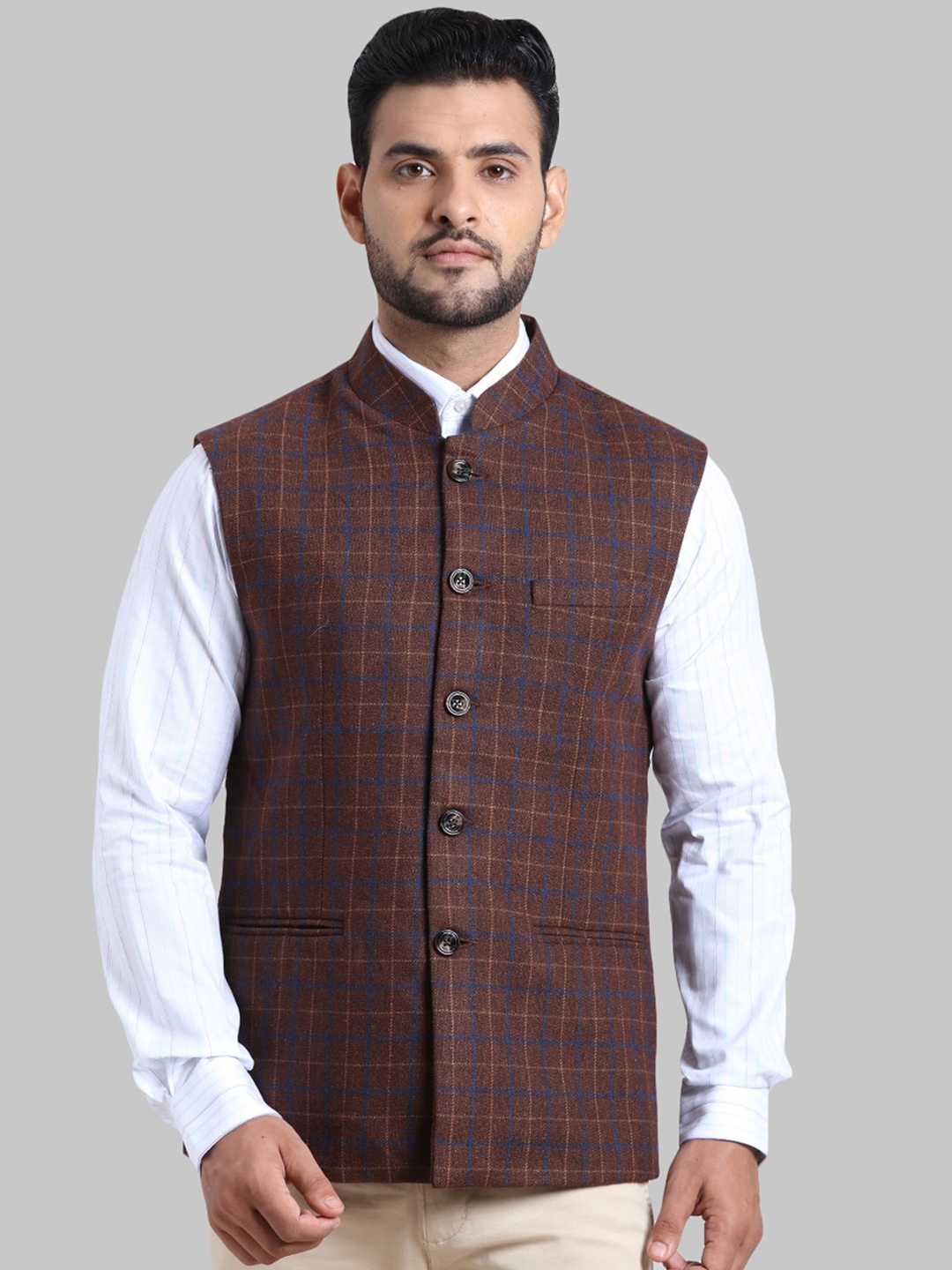 

ColorPlus Men Brown Checked Tailored Jacket