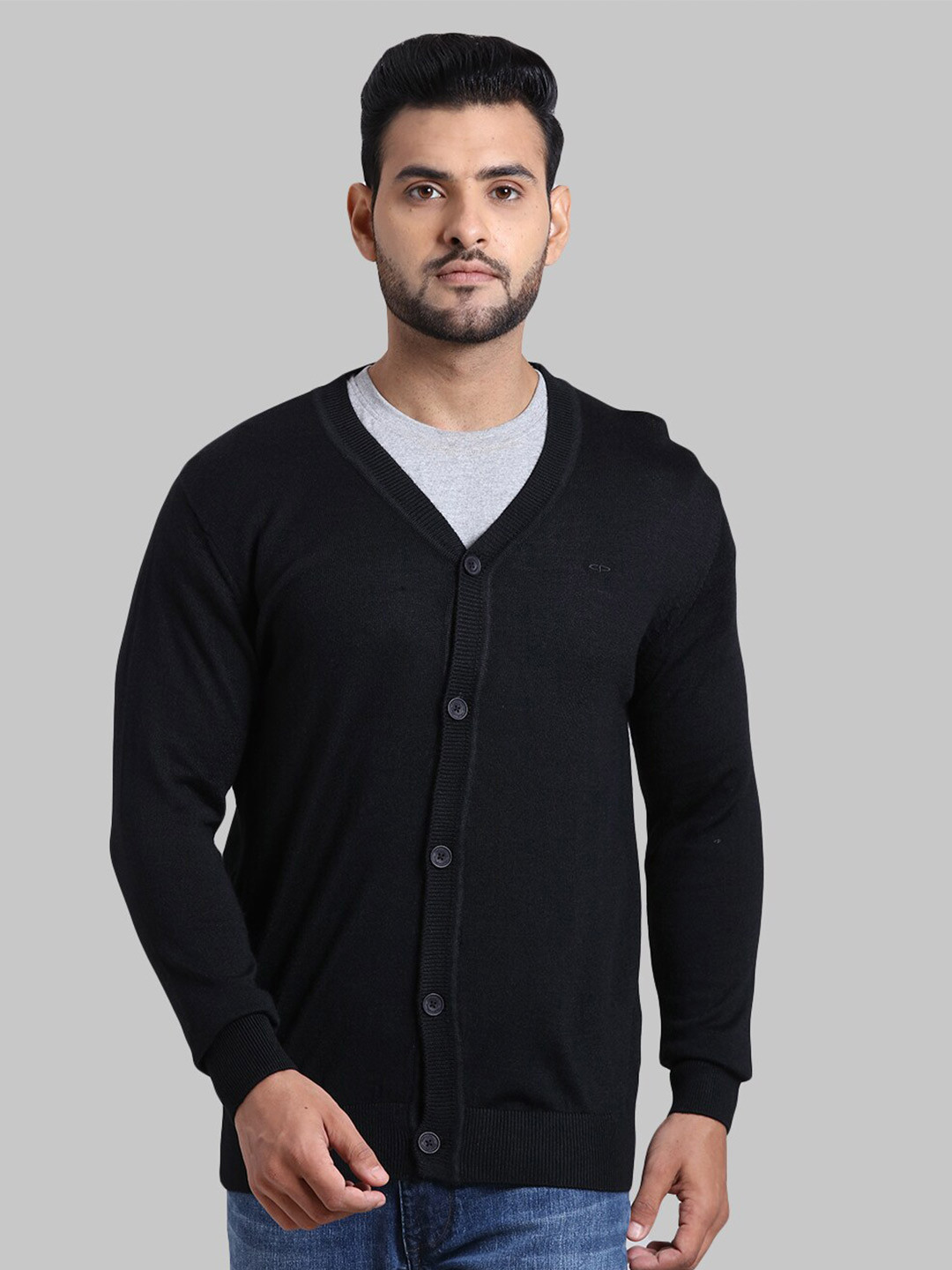 

ColorPlus Men Black Solid Cardigan