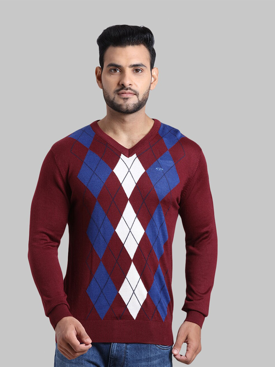 

ColorPlus Men Blue & White Printed Pullover