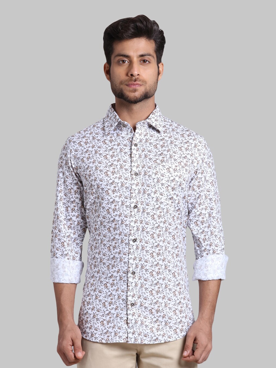 

ColorPlus Men Brown Floral Printed Regular Fit Casual Cotton Shirt