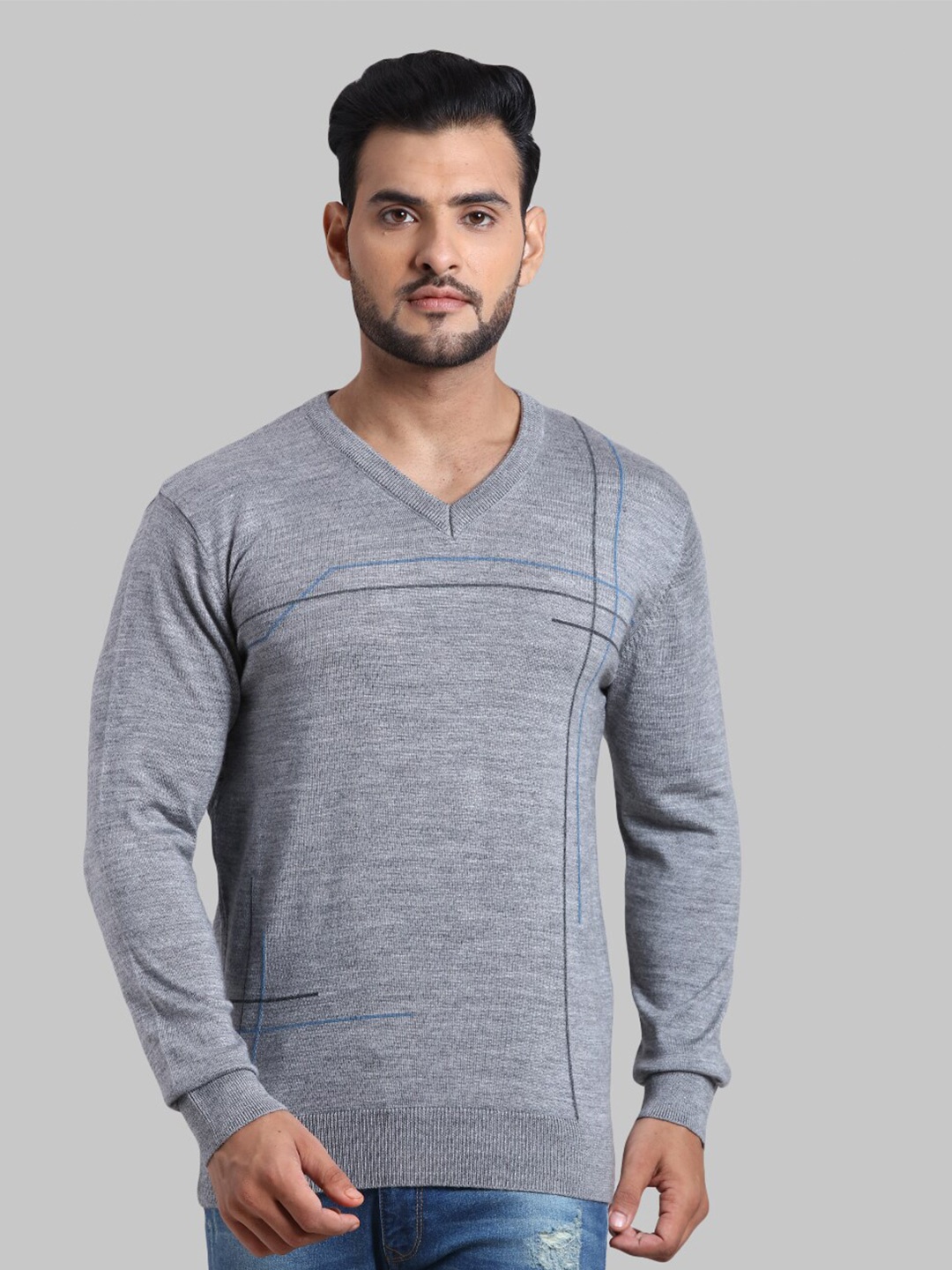 

ColorPlus Men Grey Solid Pullover