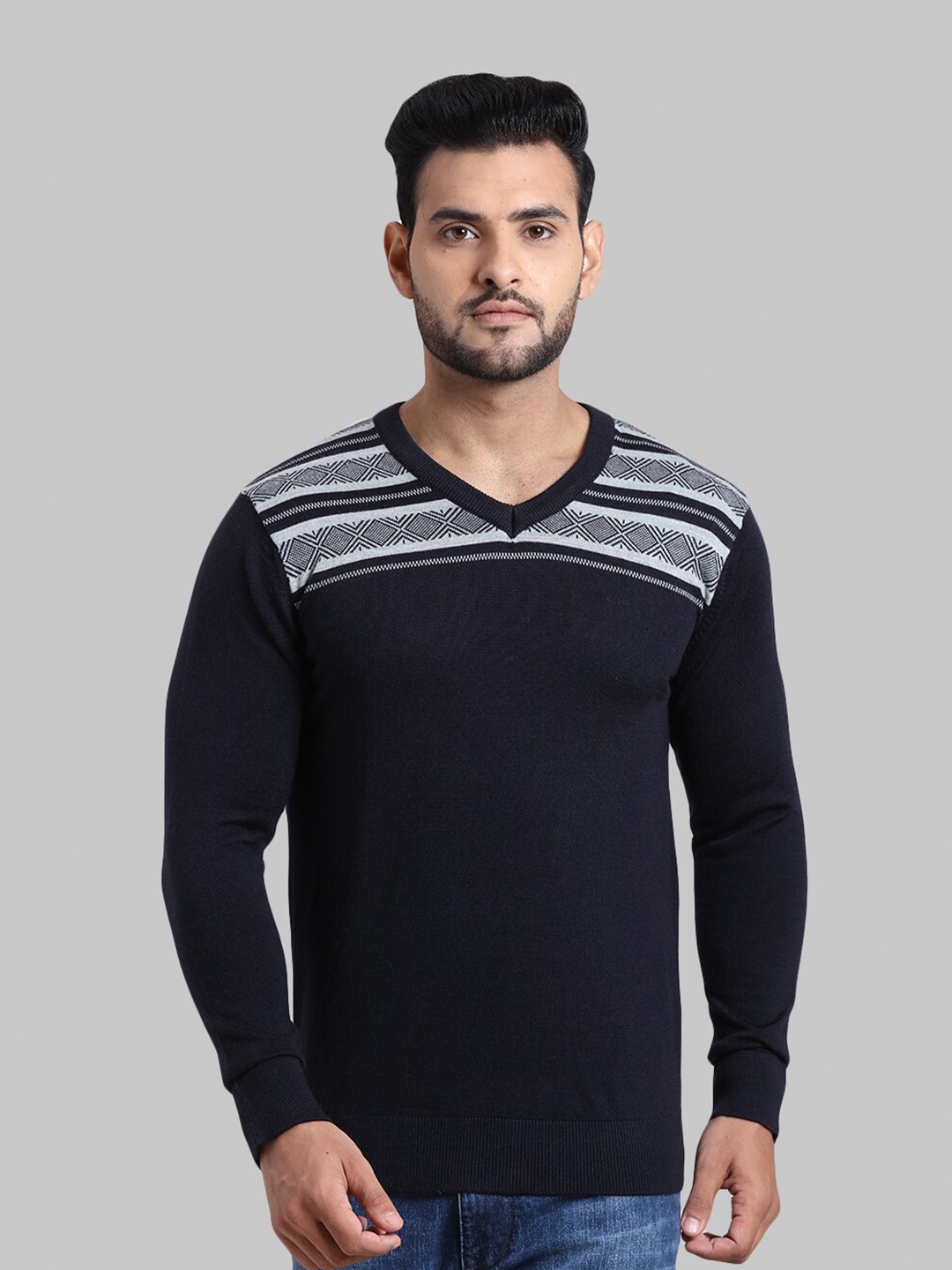 

ColorPlus Men Blue & White Printed Pullover
