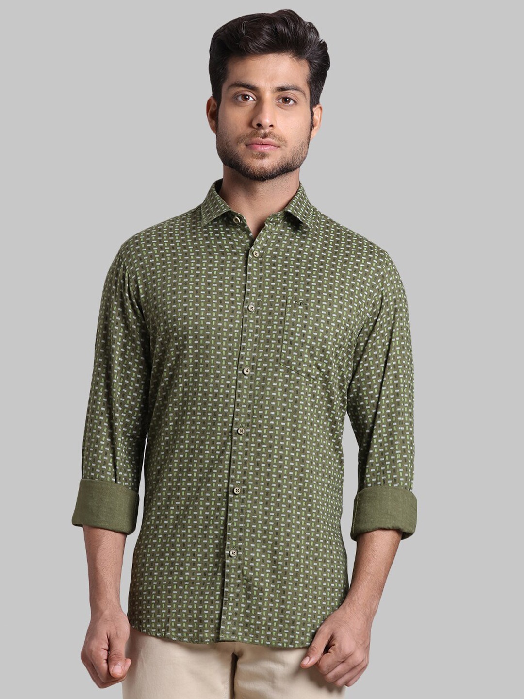 

ColorPlus Men Green Printed Casual Shirt