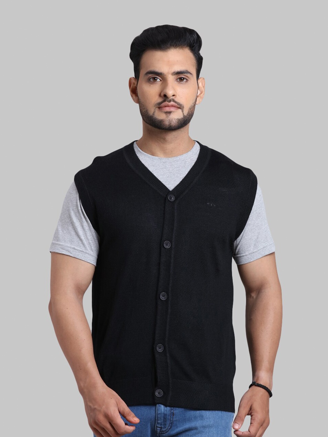 

ColorPlus Men Black Solid Cardigan