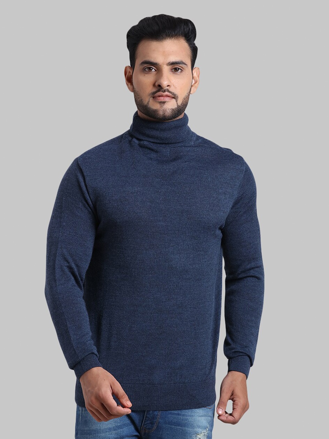 

ColorPlus Men Blue Solid Pullover Sweater