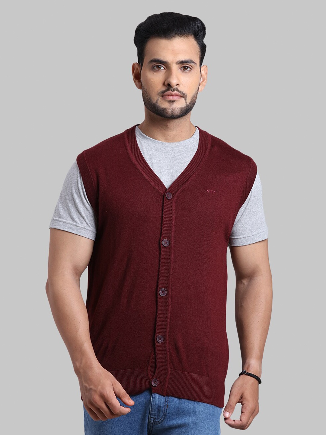 

ColorPlus Men Maroon Solid Cardigan