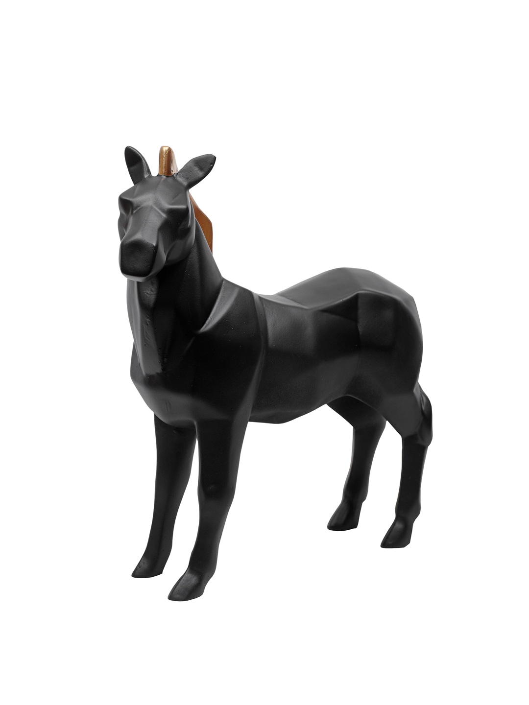 

TANSHA QUO Black & Gold-Coloured Geometrical Horse Showpiece