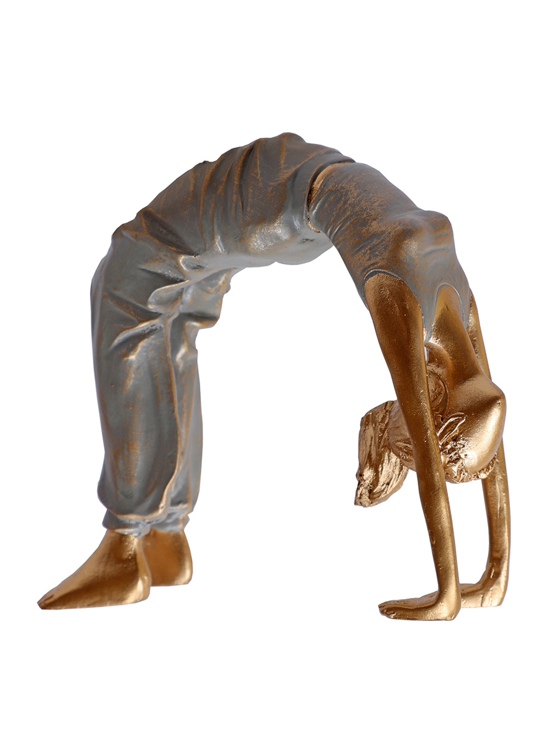 

TANSHA QUO Grey & Gold-Coloured Lady Yoga Wheel Pose