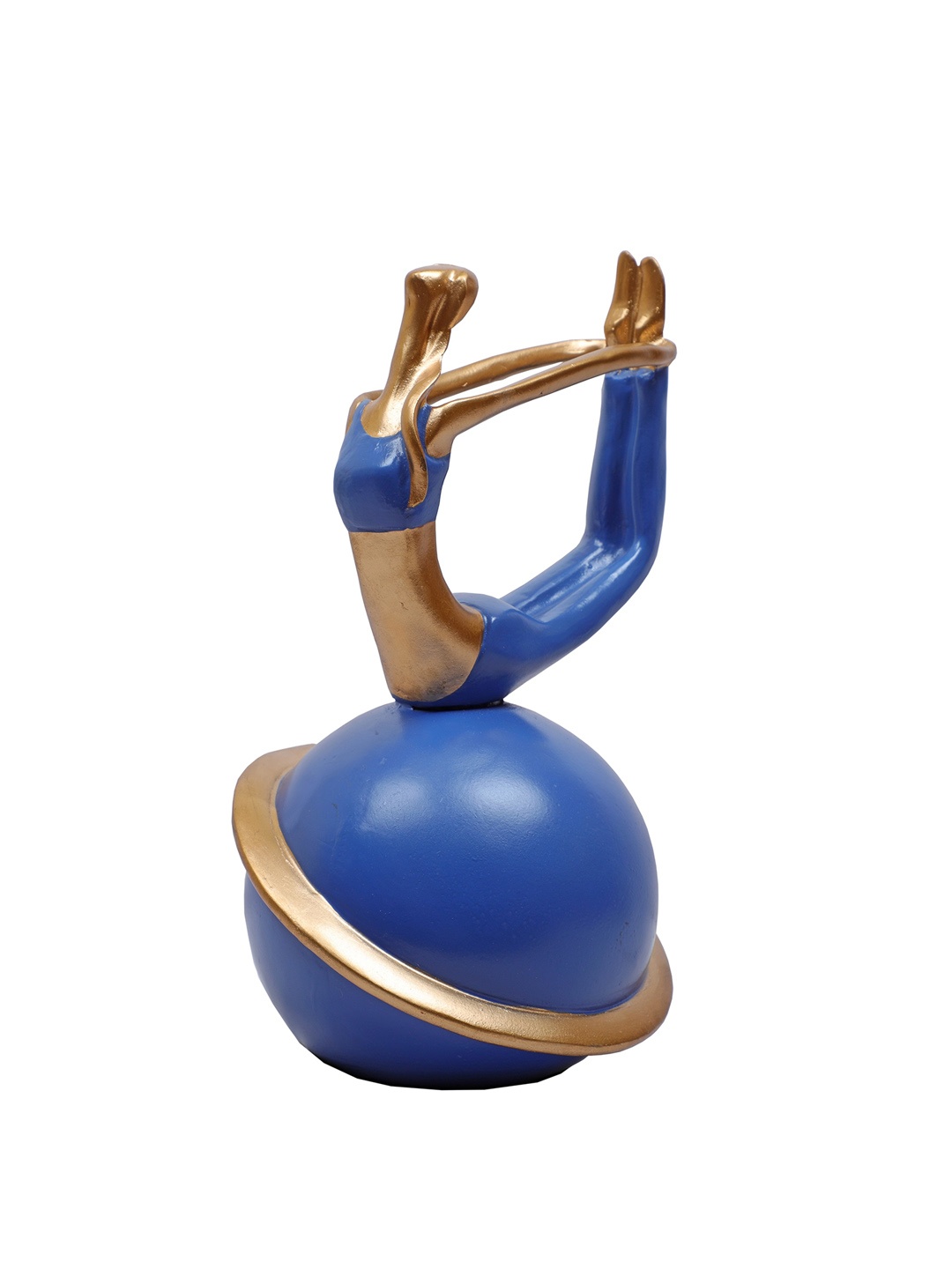 

TANSHA QUO Blue & Gold-Coloured Bow Pose Yoga Lady On Ball Showpieces