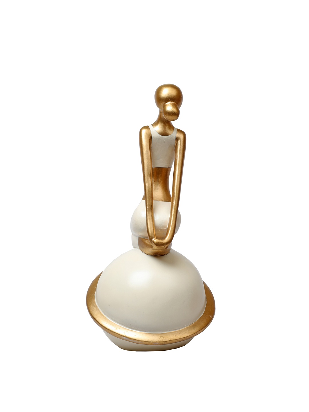 

TANSHA QUO White & Gold-Toned Backbend Pose Sitting On the Ball Showpieces