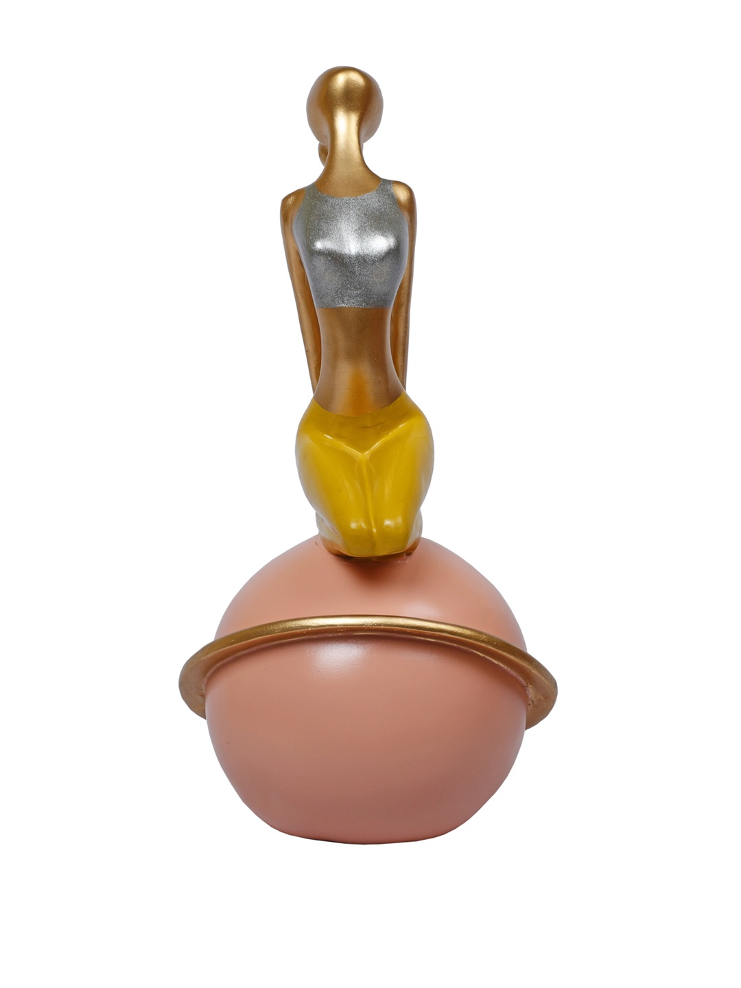 

TANSHA QUO Gold & Peach Yoga Figurine Backbend Pose Sitting on the Ball