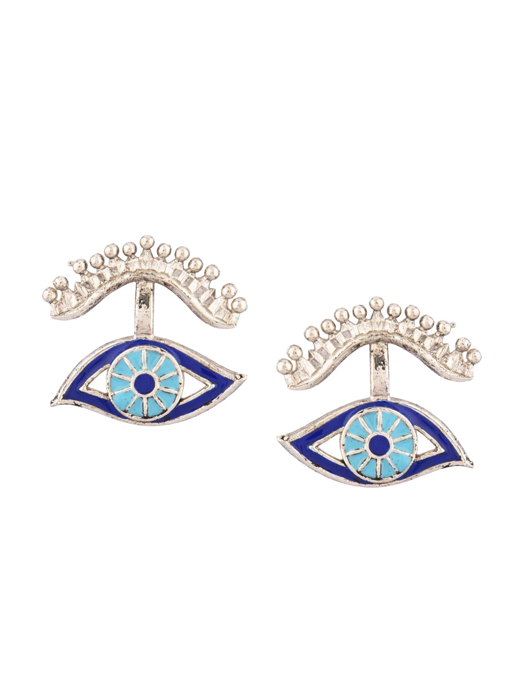 

Efulgenz Blue & Gold-Toned Rhodium Plated Drop Earrings