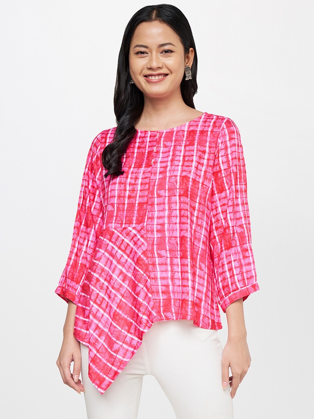

Global Desi Women Pink Print Top