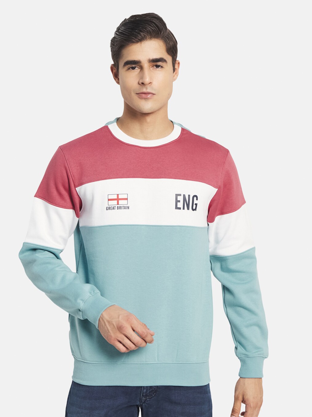 

Octave Men Blue Colourblocked Sweatshirt