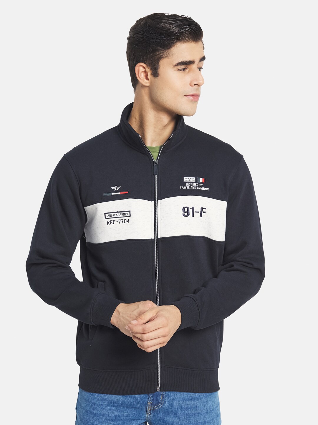 

Octave Men Navy Blue Printed Sweatshirt