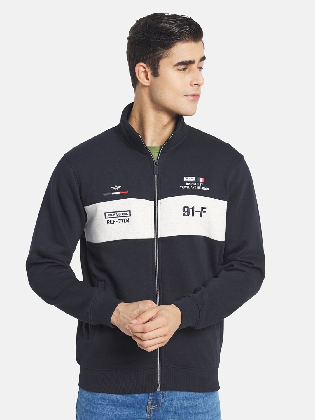 

Octave Men Navy Blue Printed Sweatshirt