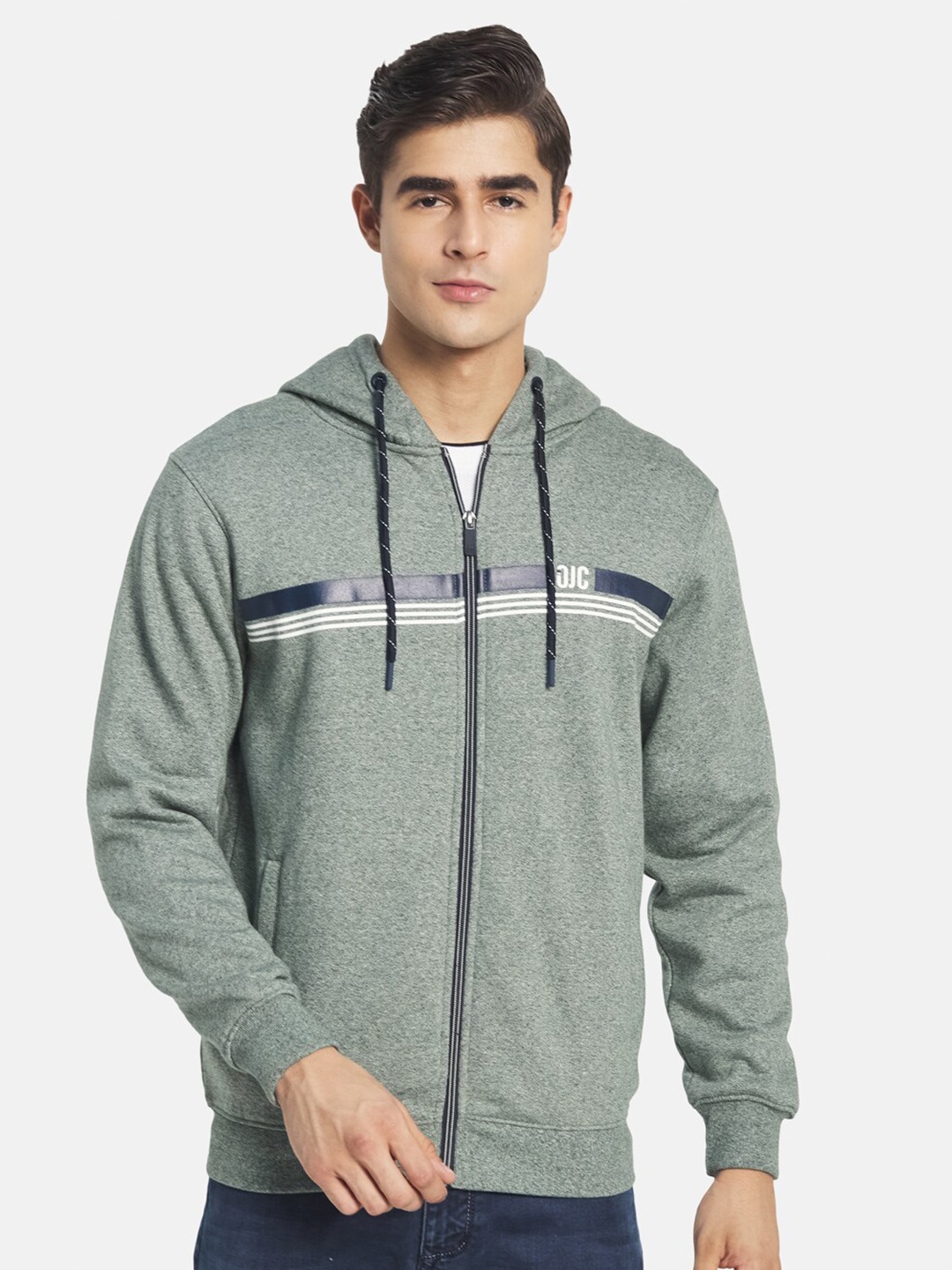 

Octave Men Olive Green Printed Hooded Sweatshirt