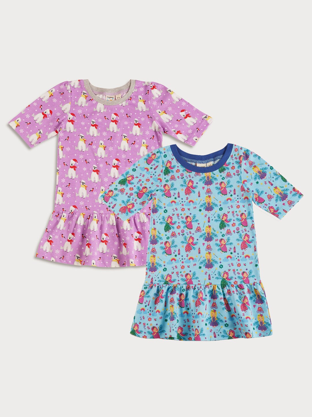 

frangipani Girls Pack of 2 Drop-Waist Dress, Purple