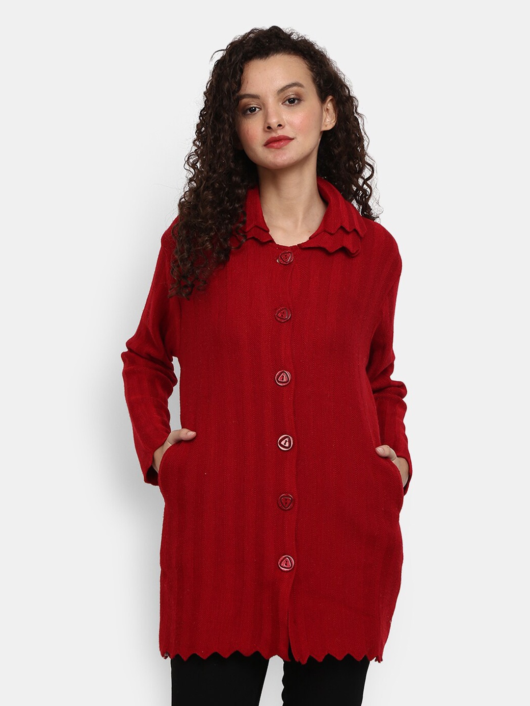 

V-Mart Women Maroon Longline Cardigan