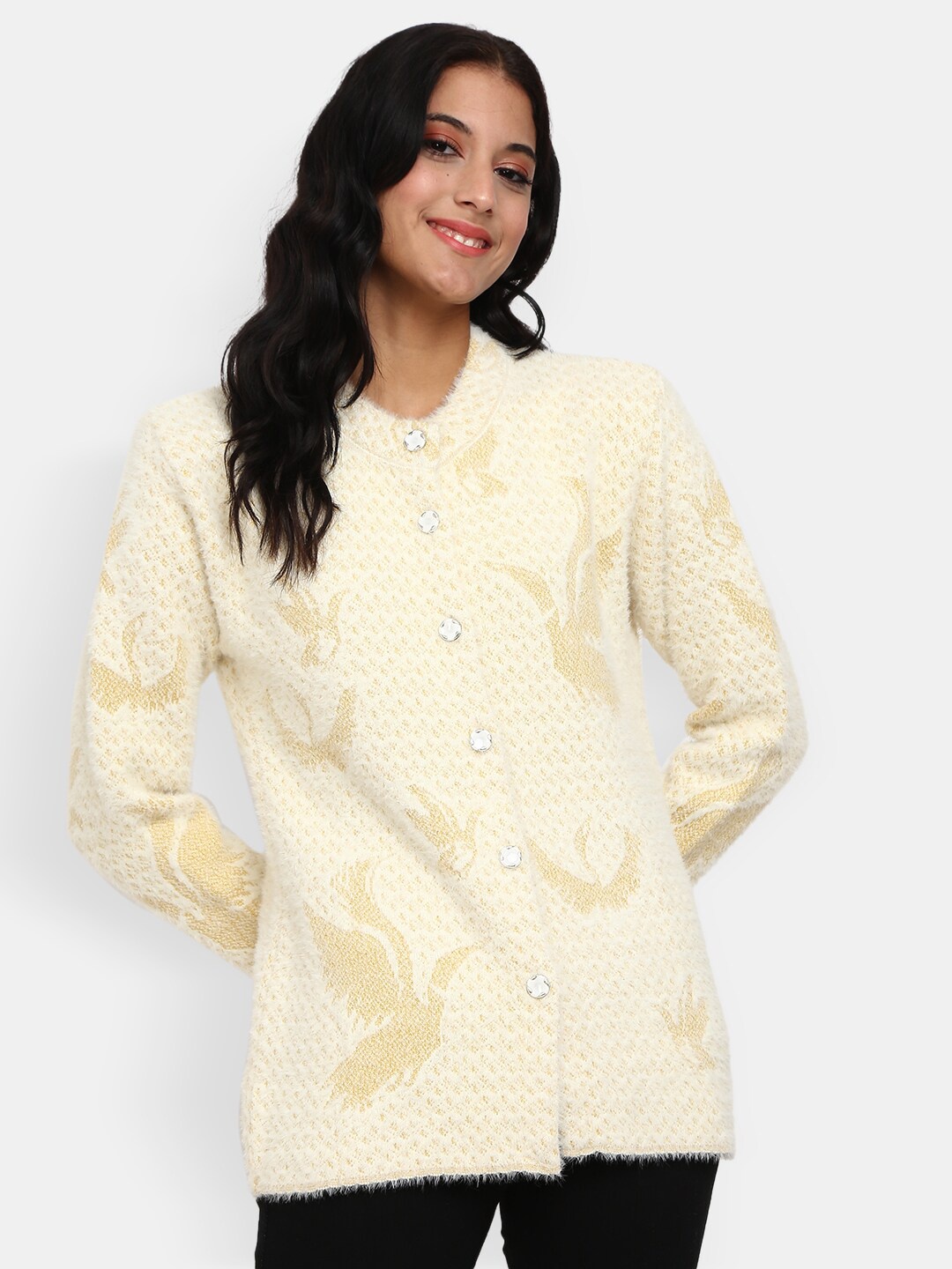 

V-Mart Women Yellow Printed Sweatshirt