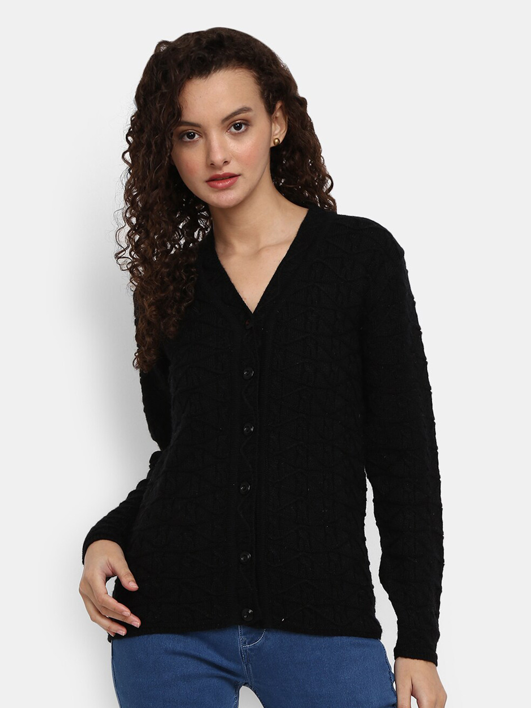 

V-Mart Women Black Cotton Sweatshirt
