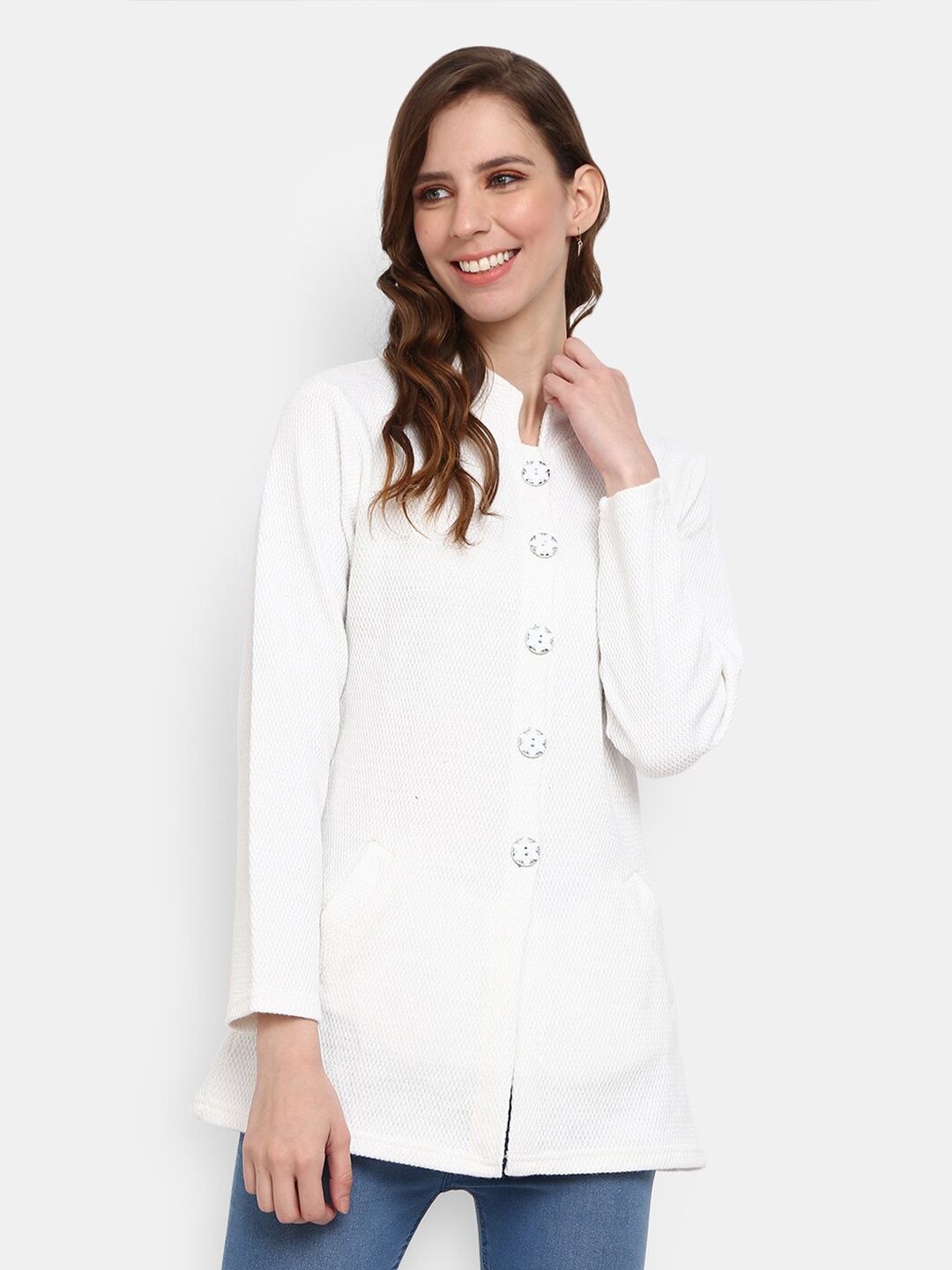 

V-Mart Women White Sweatshirt