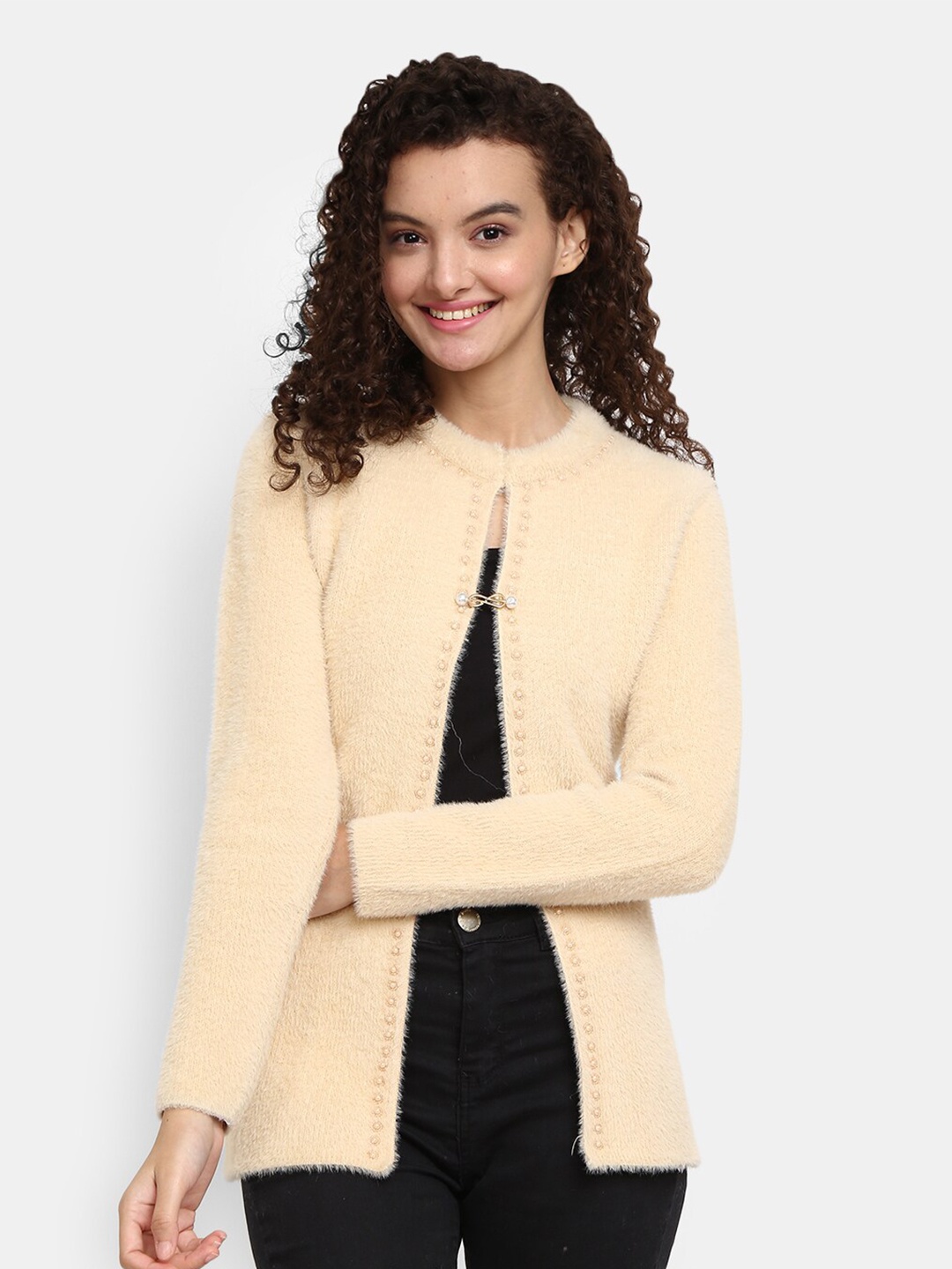 

V-Mart Women Beige Round Neck Cardigan