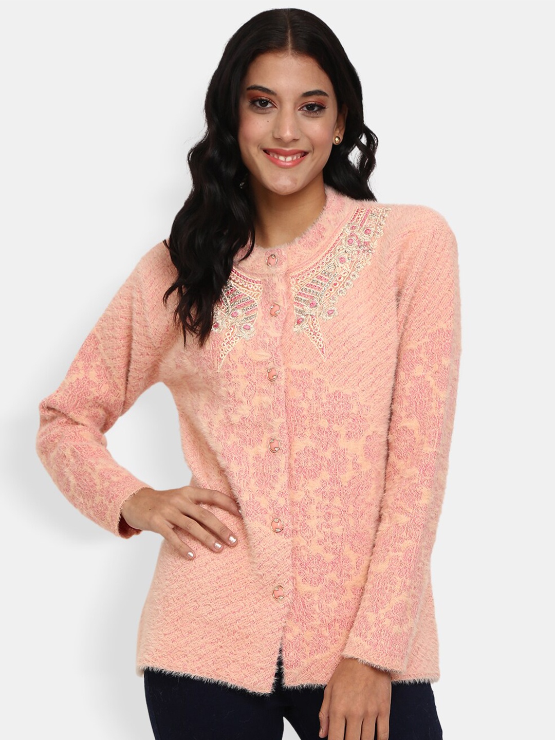 

V-Mart Women Peach-Coloured Printed Sweatshirt