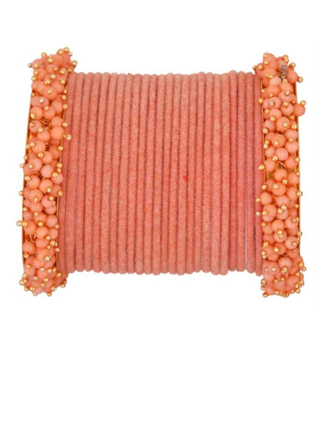 

Efulgenz Set of 26 Peach Stone-Studded Bangle