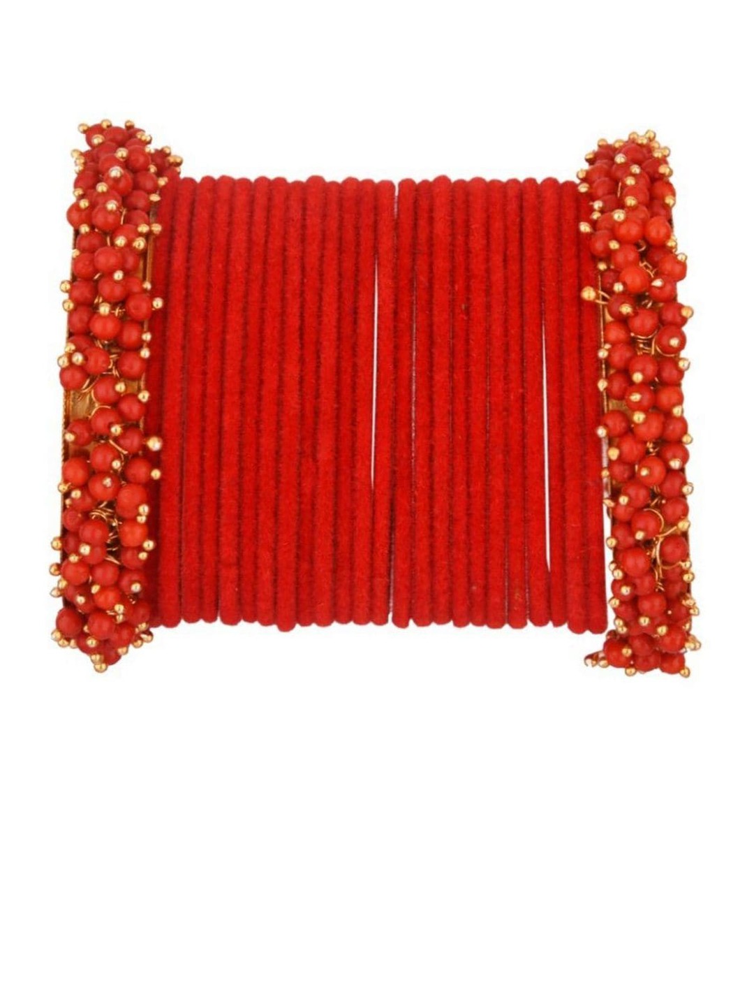 

Efulgenz Set of 26 Red Beaded Velvet Bangle